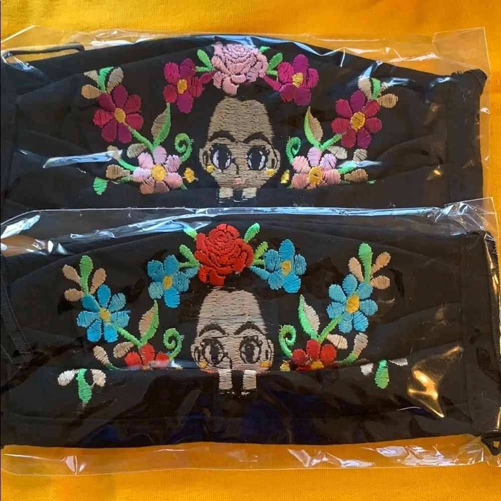 Triple layer Reusable embroide face mask F…